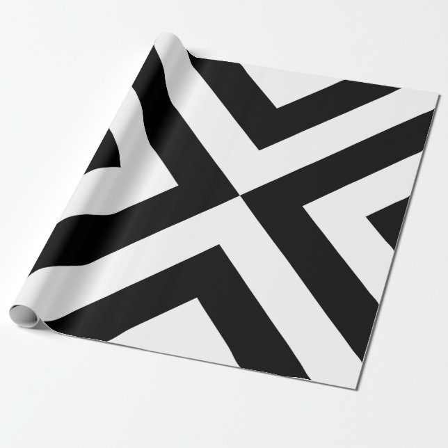 Schwarz-Weiß-Chevrons Geschenkpapier (Ungerollt)