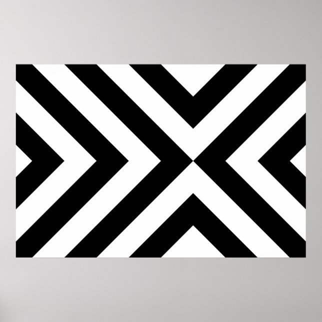 Schwarz-Weiß-Chevrons Poster (Vorne)