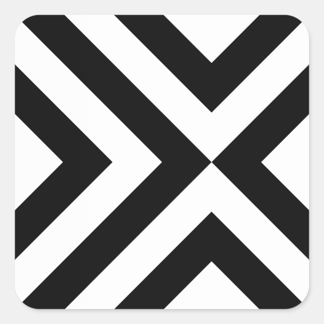 Schwarz-Weiß-Chevrons Quadratischer Aufkleber (Vorderseite)