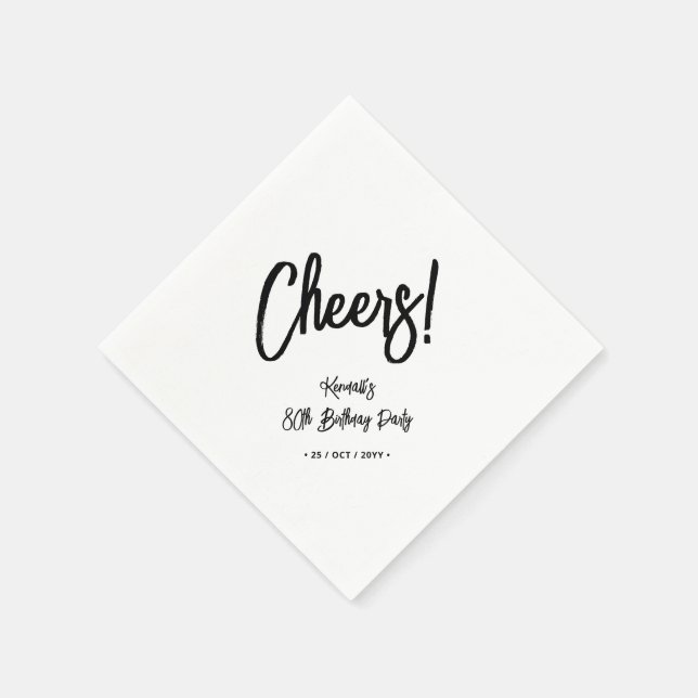 Schwarz/Weiß | Chic 80. Geburtstagsparty Serviette (Ecke)