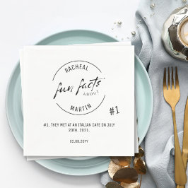 Schwarz-weiß-chic-moderne Fun-Fakten Hochzeit Serviette