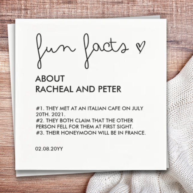 Schwarz-Weiß-Chic Moderner Spaß Fact Wedding Funny Serviette (Von Creator hochgeladen)