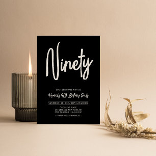 Schwarz & Weiß   Chic Ninety 90. Geburtstagsfeier Einladung