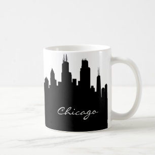 Schwarz-Weiß-Chicago-Skyline Tasse