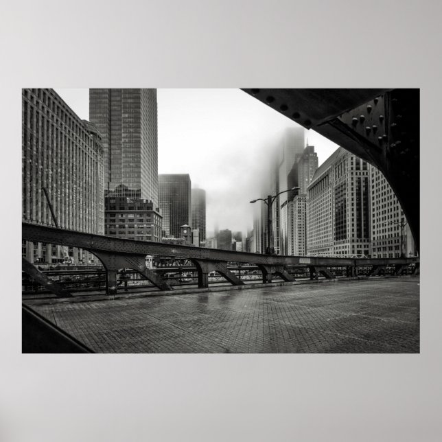 Schwarz-Weiß-Chicago-View-Fotografie Poster (Vorne)