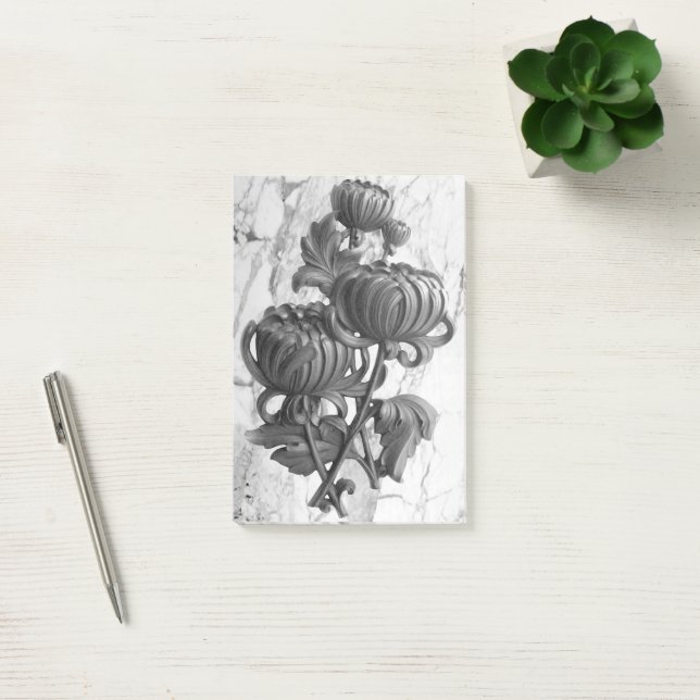 Schwarz-Weiß-Chrysanthemum Post-it Klebezettel (Büro)