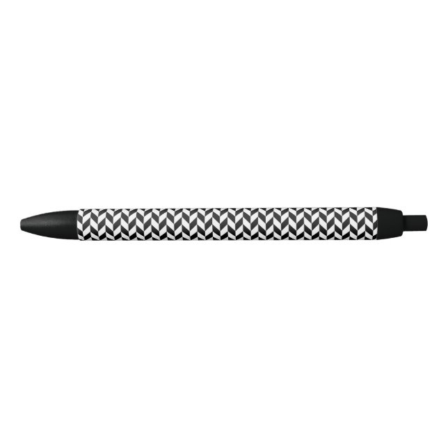 Schwarz-Weiß-Chunky Herringbone Kugelschreiber (Vorderseite)