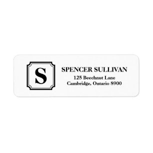Schwarz-Weiß-Classic-Monogram-Adressenmarken