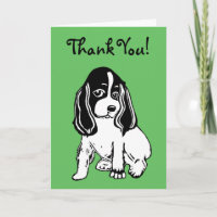 Schwarz-weiß Cocker Spanisch Green Danke-Card