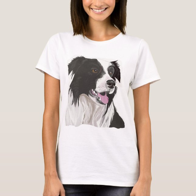 Schwarz-Weiß-Collie mit braunen Augen T-Shirt (Vorderseite)