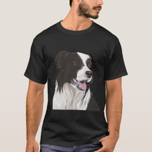 Schwarz-Weiß-Collie mit braunen Augen T-Shirt