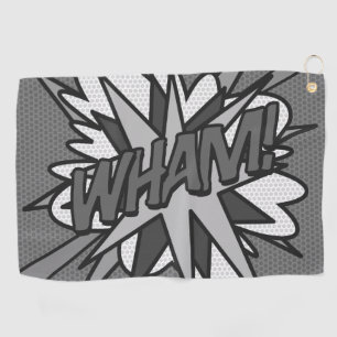 Schwarz-weiß Comic-Book WHAM Superheld Golfhandtuch