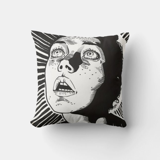 Schwarz-Weiß-Comic Kissen (Vorderseite)