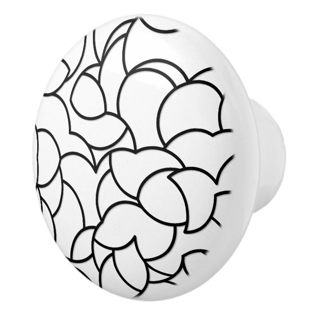 Schwarz-Weiß-Comingled Abstrakt Keramikknauf (Rechts)