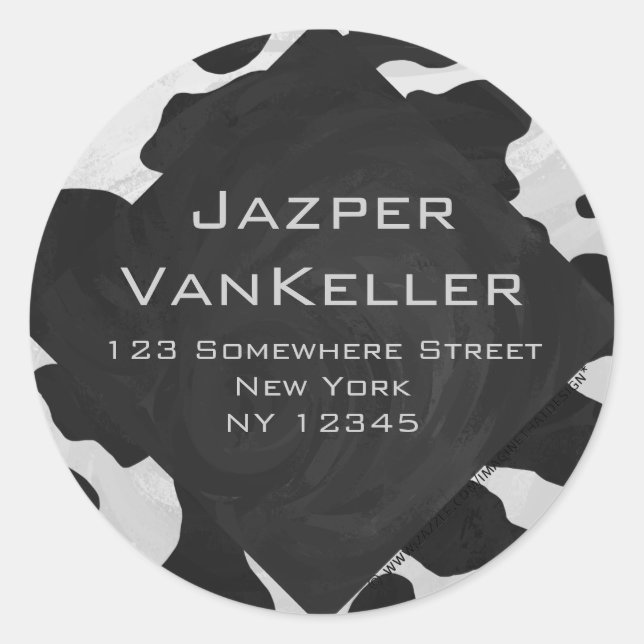 Schwarz-Weiß-Cow Runder Aufkleber (Vorderseite)