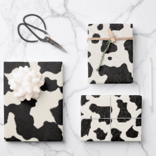 Schwarz-Weiß-Cowhide Geschenkpapier Set