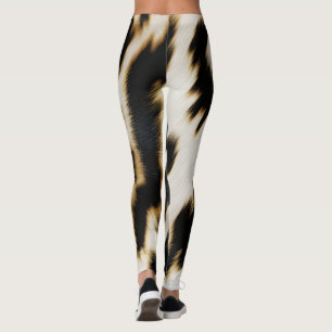 Schwarz-weiß Cowhide Leggings