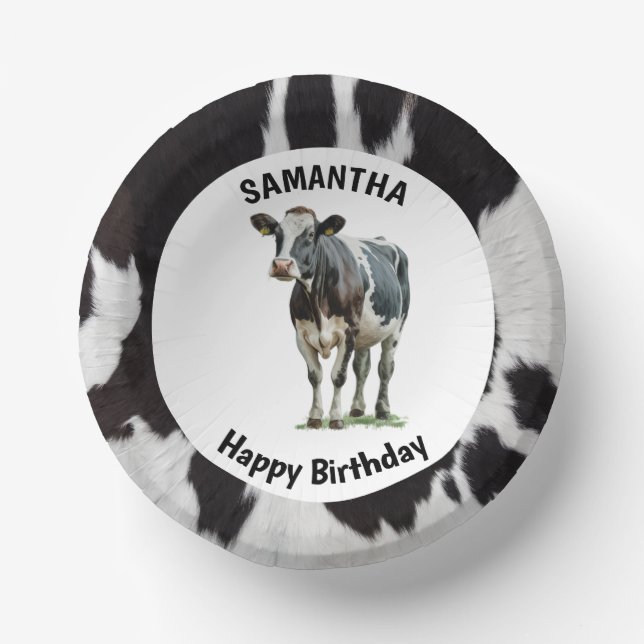 Schwarz-Weiß-Cowhide Pappteller (Vorderseite)