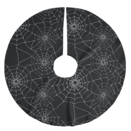 Schwarz-Weiß-Creepy-Goth-Spinnennetze Polyester Weihnachtsbaumdecke