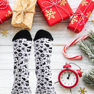 Schwarz-Weiß-Crew-Socken Socken