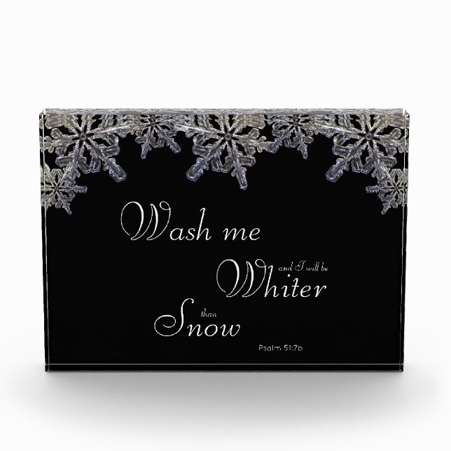 Schwarz-Weiß-Crystal-Snowflake Whitethan Snow Fotoblock (Vorderseite)