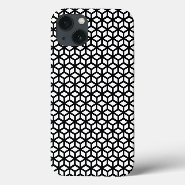 Schwarz-Weiß-Cube-Muster Case-Mate iPhone Hülle (Rückseite)