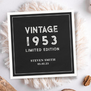 Schwarz-Weiß Custom Jahr 1953 70. Geburtstag Serviette