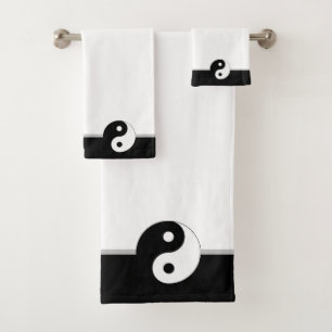 Schwarz-Weiß-Custom-Yin-Yang Badhandtuch Set