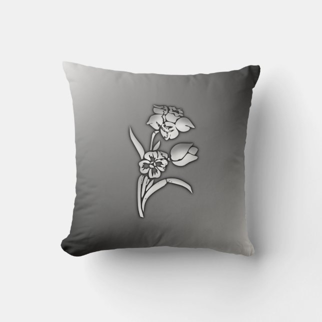 Schwarz-Weiß-Daffodin Kissen (Vorderseite)