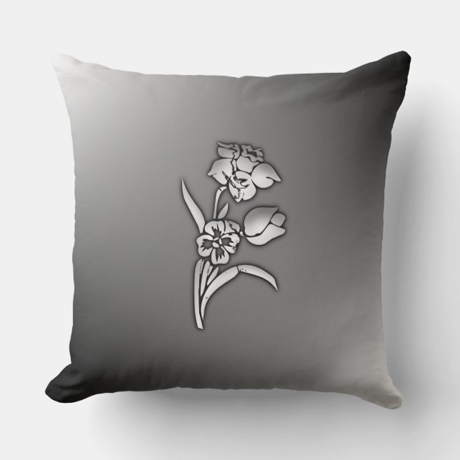 Schwarz-Weiß-Daffodin Kissen (Vorderseite)