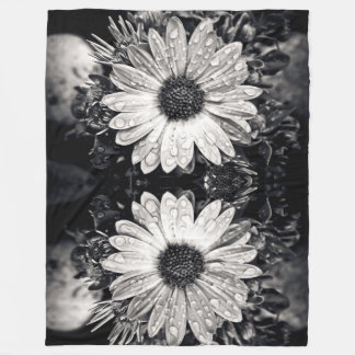 Schwarz-Weiß-Daisy-Blume Fleece Blanket