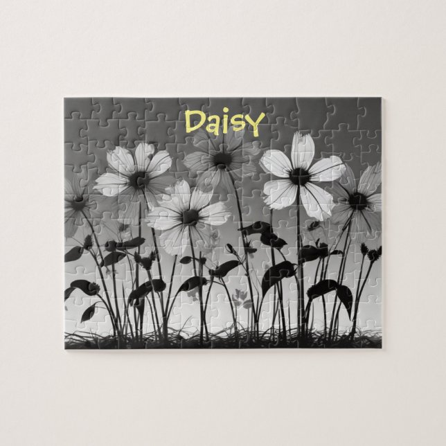 Schwarz-Weiß-Daisy-Blume Puzzle (Horizontal)