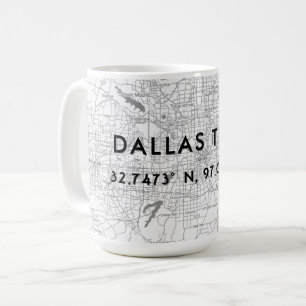 Schwarz & Weiß Dallas Texas Karte benutzerdefinier Kaffeetasse