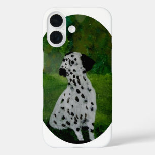 Schwarz-Weiß-Dalmatiner Hunde Kunst iPhone 16 Hülle