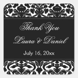 Schwarz-Weiß Damask 1.5" Danke Sticker