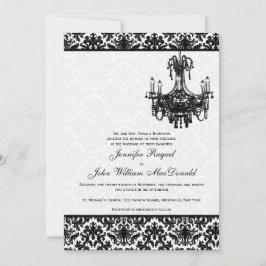 Schwarz-weiß Damask Candelier Weditation Einladung