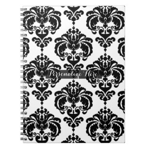 Schwarz & Weiß Damask Chic Modernes, elegantes Mus Notizblock