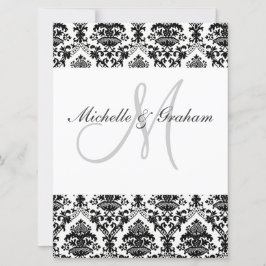 Schwarz-Weiß Damask Elegante Hochzeit Einladung