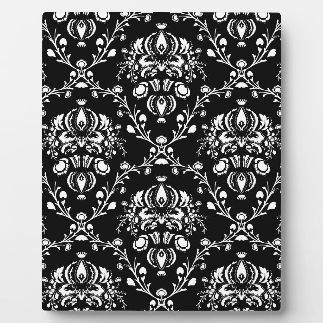 Schwarz-Weiß-Damask Fotoplatte (Vorderseite)
