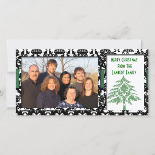 Schwarz-Weiß-Damask Grünbaum Frohe Weihnachten