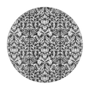 Schwarz-weiß Damask Lace Brocade Schneidebrett