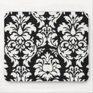 Schwarz-Weiß-Damask-Muster Mousepad