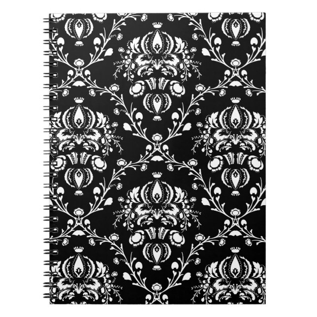 Schwarz-Weiß-Damask Notizblock (Vorderseite)