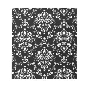 Schwarz-Weiß-Damask Notizblock