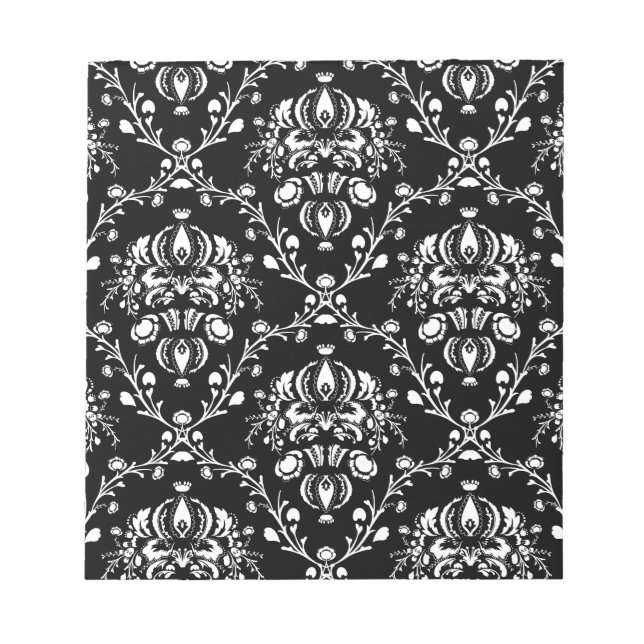 Schwarz-Weiß-Damask Notizblock (Vorderseite)