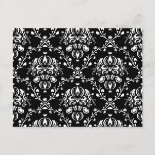 Schwarz-Weiß-Damask Postkarte