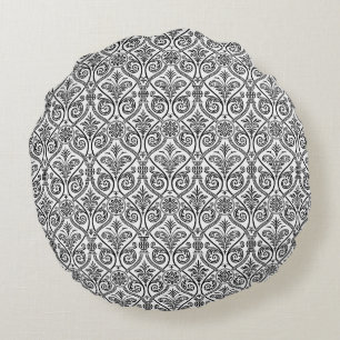 Schwarz/Weiß Damask Rundkissen Rundes Kissen