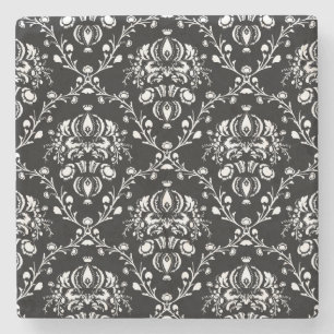 Schwarz-Weiß-Damask Steinuntersetzer