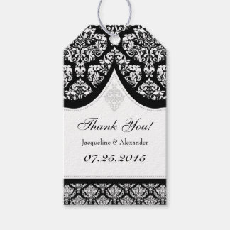 Schwarz-weiß Damask Wedding Danke Tags Geschenkanhänger