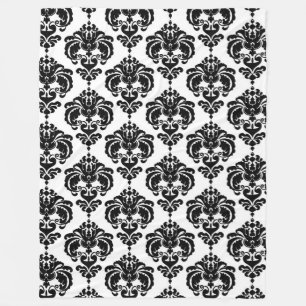 Schwarz-Weiß-Damaskus Chic Modernes Elegantes Must Fleecedecke